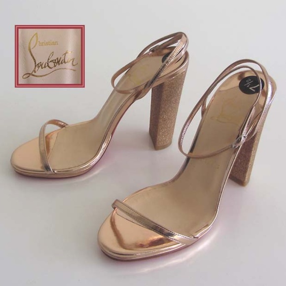 Christian Louboutin Shoes - CHRISTIAN LOUBOUTIN rose gold glitter sandals 37.5